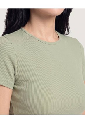 Crop Top Basico Para Mujer Verde Ostu