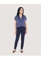 Blusa Con Escote En V  Para Mujer Azul Ostu de Ostu