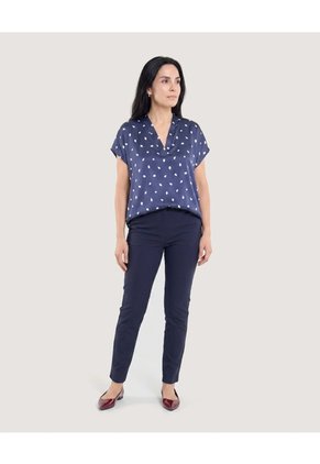 Blusa Con Escote En V Para Mujer Azul Ostu