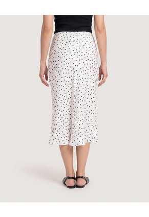 Falda Midi Fluida Con Puntos Para Mujer Blanco Ostu