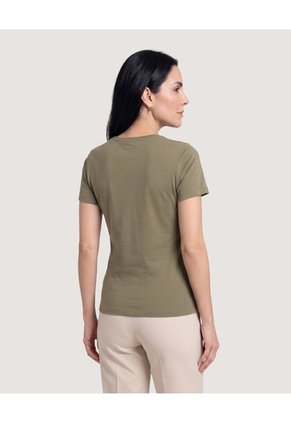 Camiseta Básica De Manga Corta Para Mujer Verde Ostu