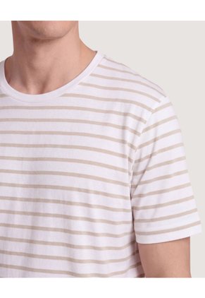 Camiseta Náutica A Rayas  Para Hombre Crema Ostu