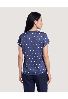 Blusa Con Escote En V Para Mujer Azul Ostu