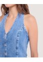 Top Halter Denim Entallado  Para Mujer Azul Ostu de Ostu