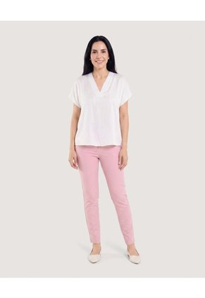 Blusa Con Escote En V Para Mujer Blanco Ostu