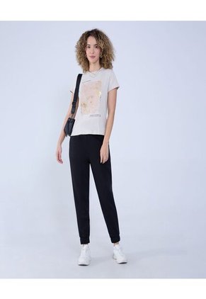 Camiseta Para Mujer Manga Corta Color Beige Marca Ostu #40092252