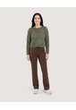 Saco Tejido Calado Cuello Redondo  Para Mujer Verde Ostu de Ostu