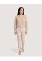 Saco Tejido Calado Cuello Redondo  Para Mujer Beige Ostu de Ostu