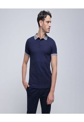 Polo Para Hombre Cuello Tejido Sin Bolsillo Color Azul  Marca Ostu #60110616