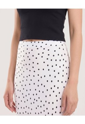 Falda Midi Fluida Con Puntos Para Mujer Blanco Ostu