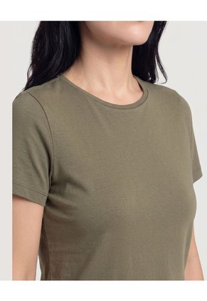 Camiseta Básica De Manga Corta Para Mujer Verde Ostu