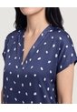 Blusa Con Escote En V  Para Mujer Azul Ostu de Ostu