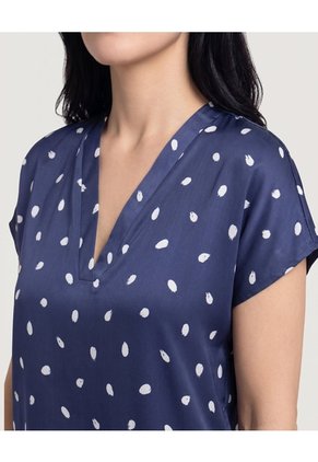 Blusa Con Escote En V Para Mujer Azul Ostu