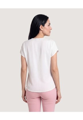 Blusa Con Escote En V Para Mujer Blanco Ostu