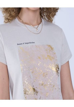 Camiseta Para Mujer Manga Corta Color Beige Marca Ostu #40092252