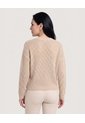 Saco Tejido Calado Cuello Redondo  Para Mujer Beige Ostu de Ostu