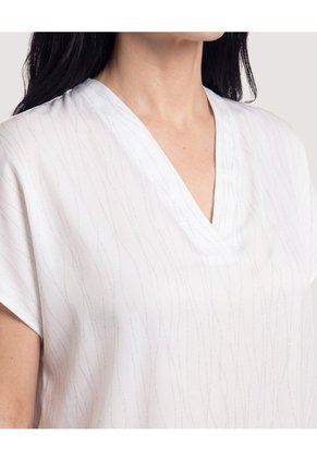 Blusa Con Escote En V Para Mujer Blanco Ostu