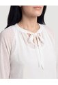 Blusa Con Lazo Manga Larga  Para Mujer Blanco Ostu de Ostu