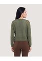 Saco Tejido Calado Cuello Redondo  Para Mujer Verde Ostu de Ostu