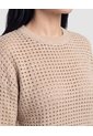 Saco Tejido Calado Cuello Redondo  Para Mujer Beige Ostu de Ostu