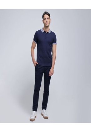 Polo Para Hombre Cuello Tejido Sin Bolsillo Color Azul  Marca Ostu #60110616