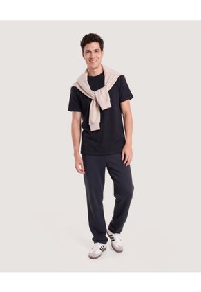 Camiseta Oversize Texturizada  Para Hombre Negro Ostu