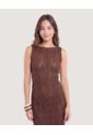 Vestido Midi De Encaje Floral  Para Mujer Café Ostu de Ostu