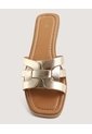 Sandalias Planas Metalizadas  Para Mujer Beige Ostu de Ostu