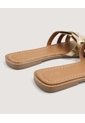 Sandalias Planas Metalizadas  Para Mujer Beige Ostu de Ostu