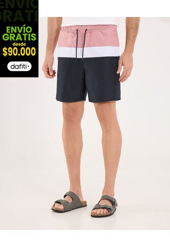 Ropa De Playa Para Hombre Pantaloneta De Baño Corta Color Rosa Marca Ostu #60270052 Ostu