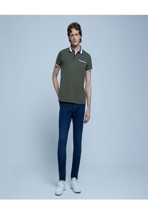 Polo Para Hombre Cuello Tejido Con Bolsillo Color Verde Marca Ostu #60110591