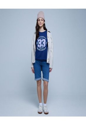 Camiseta Para Mujer Manga Corta Color Azul Marca Ostu #40092049