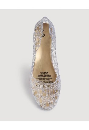 Baletas Transparentes Brillantes Para Mujer Negro Ostu