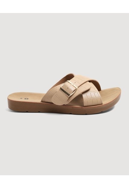 Sandalias Cruzadas Con Hebilla  Para Mujer Café Ostu