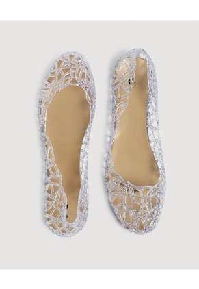 Baletas Transparentes Brillantes Para Mujer Negro Ostu