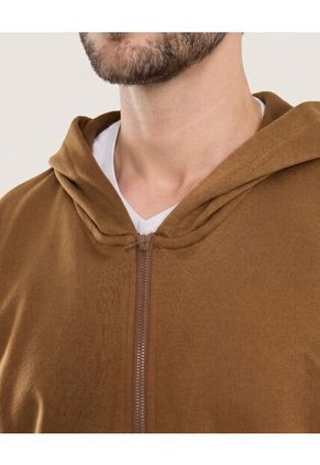 Buzo Hoodie Zipper De Ajuste Cómodo  Para Hombre Café Ostu