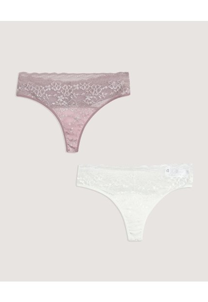 Panty Brasilera Encaje Pack X2  Para Mujer Negro Ostu