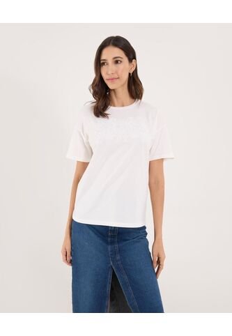 Camiseta Para Mujer Manga Corta Cuello Redondo Color Crema Marca Ostu #40092685 Ostu