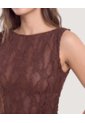 Vestido Midi De Encaje Floral  Para Mujer Café Ostu de Ostu
