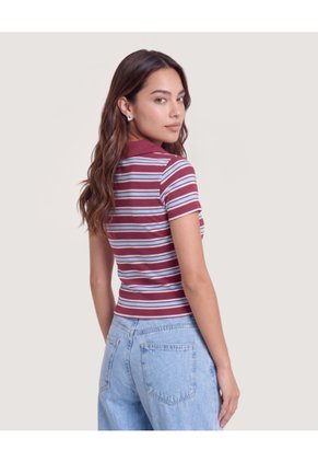 Polo Cropped  Para Mujer Vino Ostu