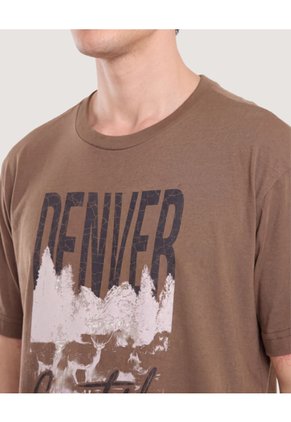 Camiseta Screen Regular Para Hombre Café Ostu
