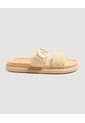 Sandalias Doble Tira Texturizada  Para Mujer Beige Ostu de Ostu