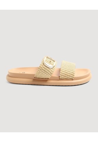 Sandalias Doble Tira Texturizada  Para Mujer Beige Ostu Ostu