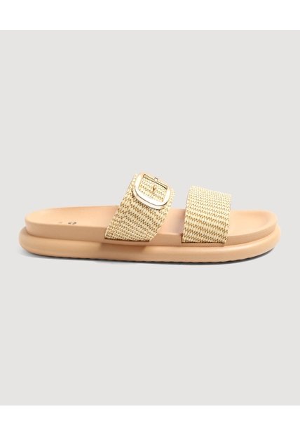 Sandalias Doble Tira Texturizada  Para Mujer Beige Ostu