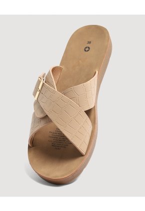 Sandalias Cruzadas Con Hebilla Para Mujer Café Ostu