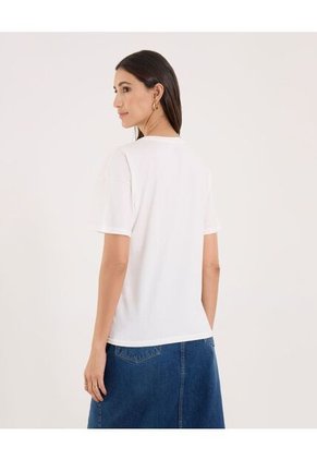 Camiseta Para Mujer Manga Corta Cuello Redondo Color Crema Marca Ostu #40092685