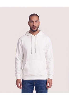 Hoodie Unicolor Para Hombre Crema Ostu