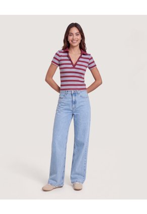 Polo Cropped  Para Mujer Vino Ostu