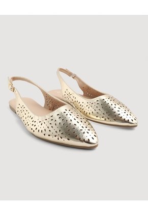 Baletas Caladas Destalonadas  Para Mujer Beige Ostu