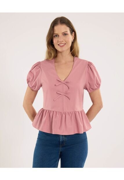 Blusa Para Mujer Manga Corta Color Rosado Marca Ostu #40121198